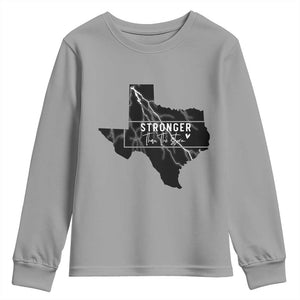 Strong Texas Youth Sweatshirt Stronger Than The Storm Quote TS12 Sport Gray Print Your Wear