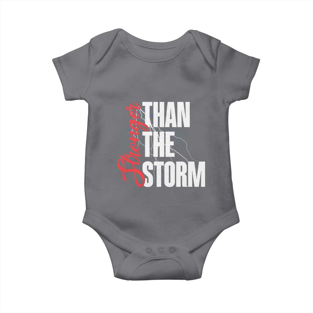 Stronger Than The Storm Baby Onesie Positive Mindset Motivation TS12 Charcoal Print Your Wear