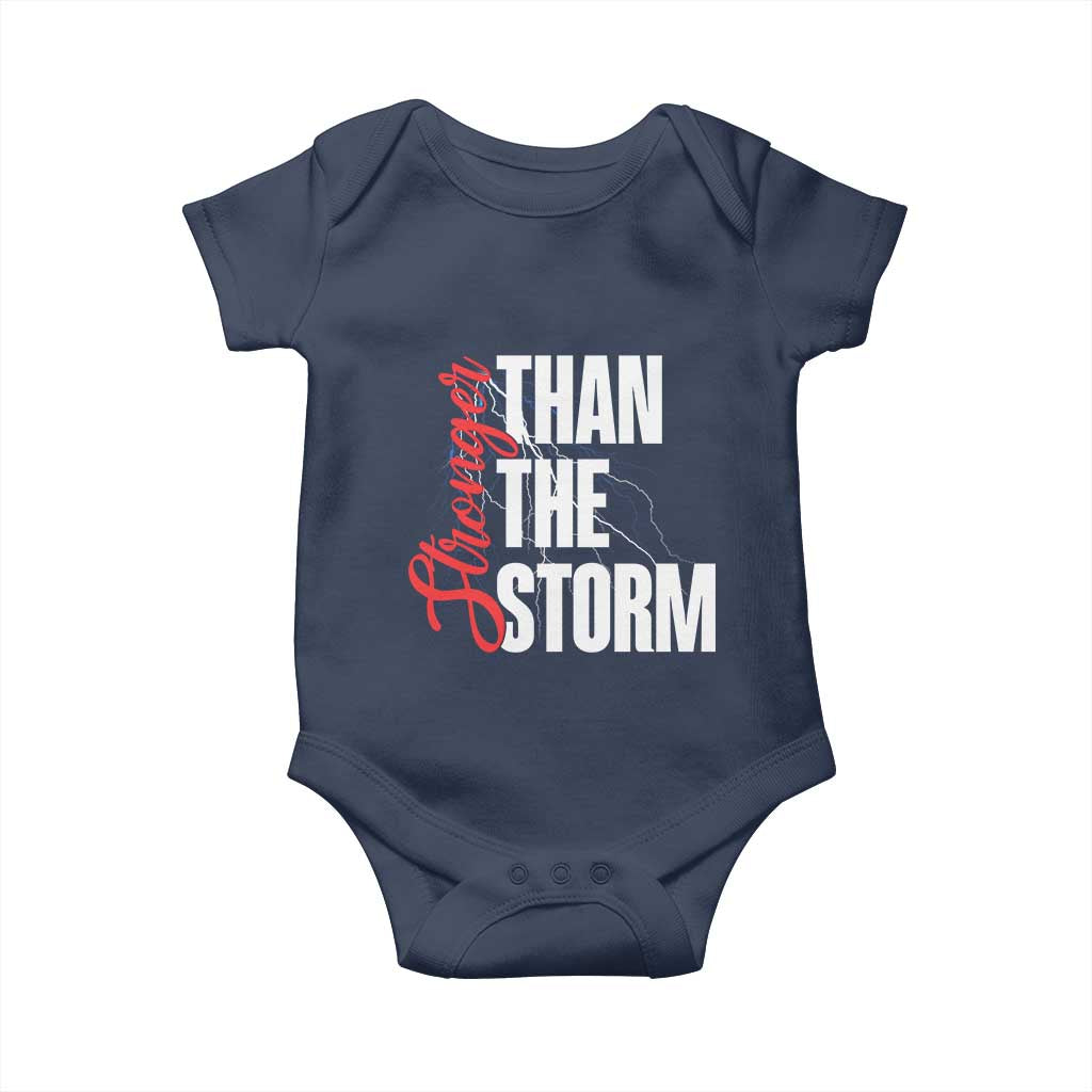 Stronger Than The Storm Baby Onesie Positive Mindset Motivation TS12 Navy Print Your Wear