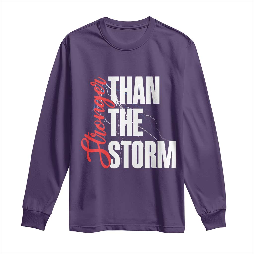 Stronger Than The Storm Long Sleeve Shirt Positive Mindset Motivation TS12 Purple Print Your Wear