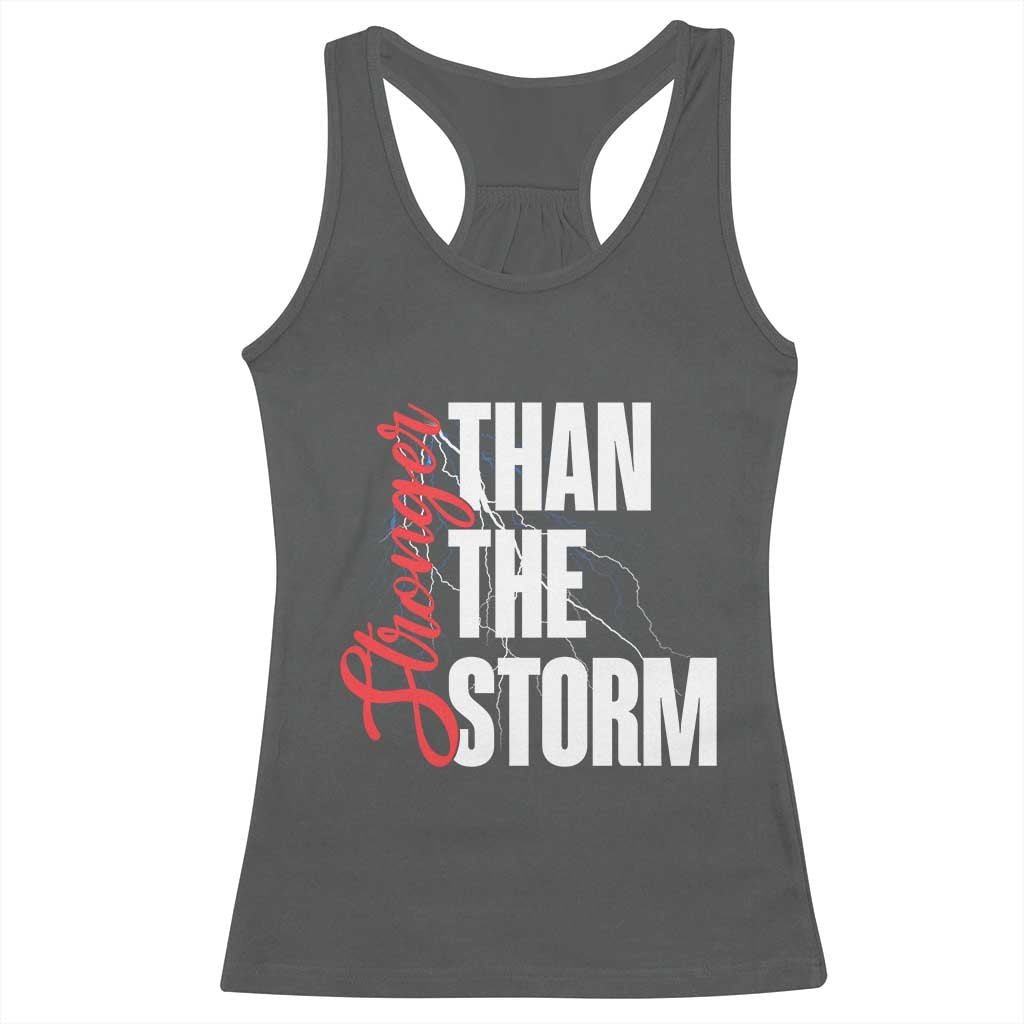 Stronger Than The Storm Racerback Tank Top Positive Mindset Motivation TS12 Dark Heather Print Your Wear