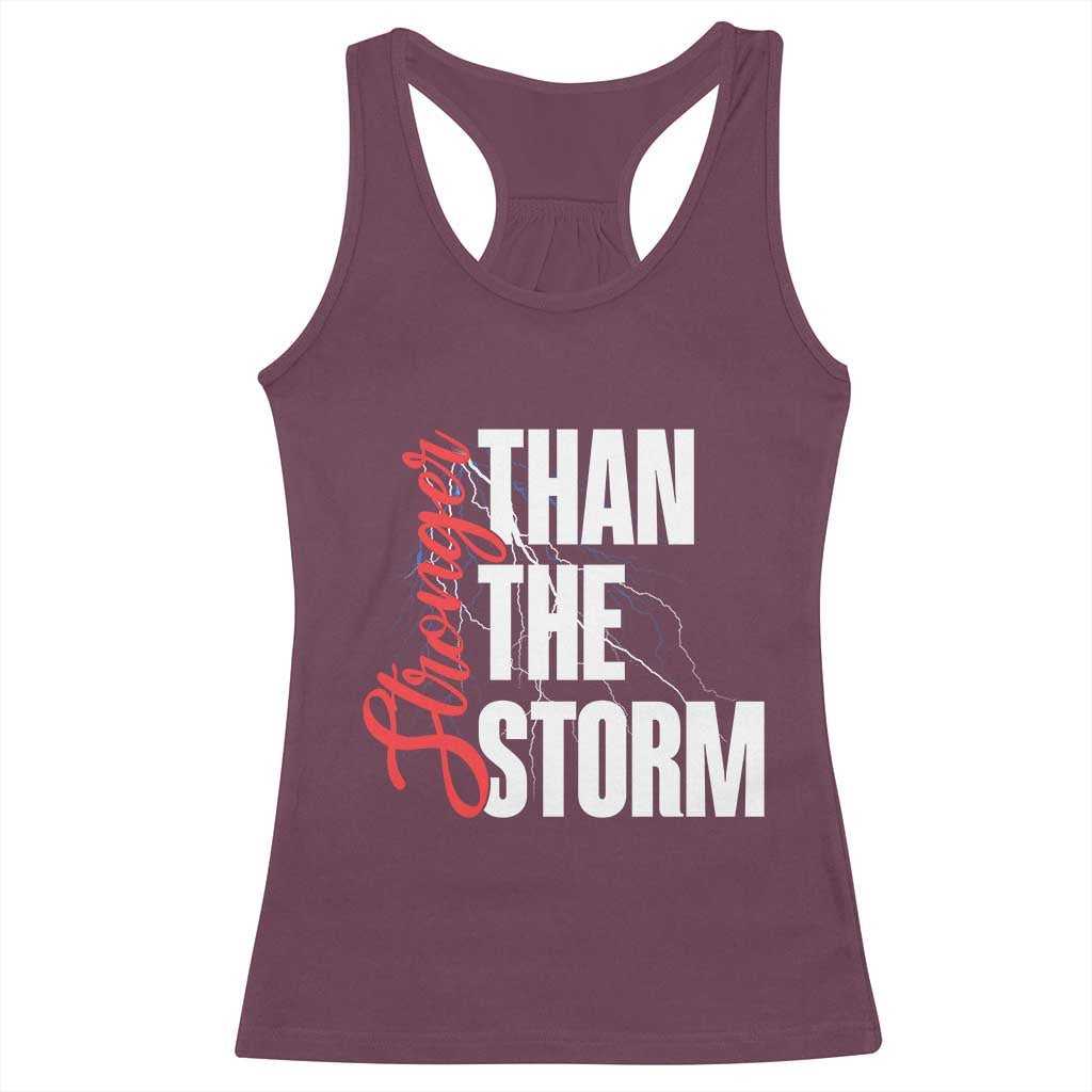 Stronger Than The Storm Racerback Tank Top Positive Mindset Motivation TS12 Maroon Print Your Wear