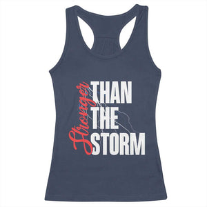 Stronger Than The Storm Racerback Tank Top Positive Mindset Motivation TS12 Navy Print Your Wear