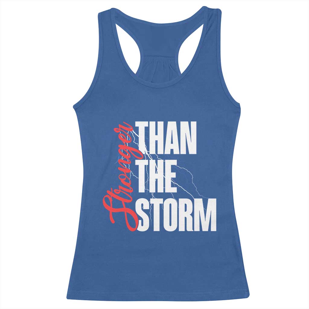 Stronger Than The Storm Racerback Tank Top Positive Mindset Motivation TS12 Royal Blue Print Your Wear