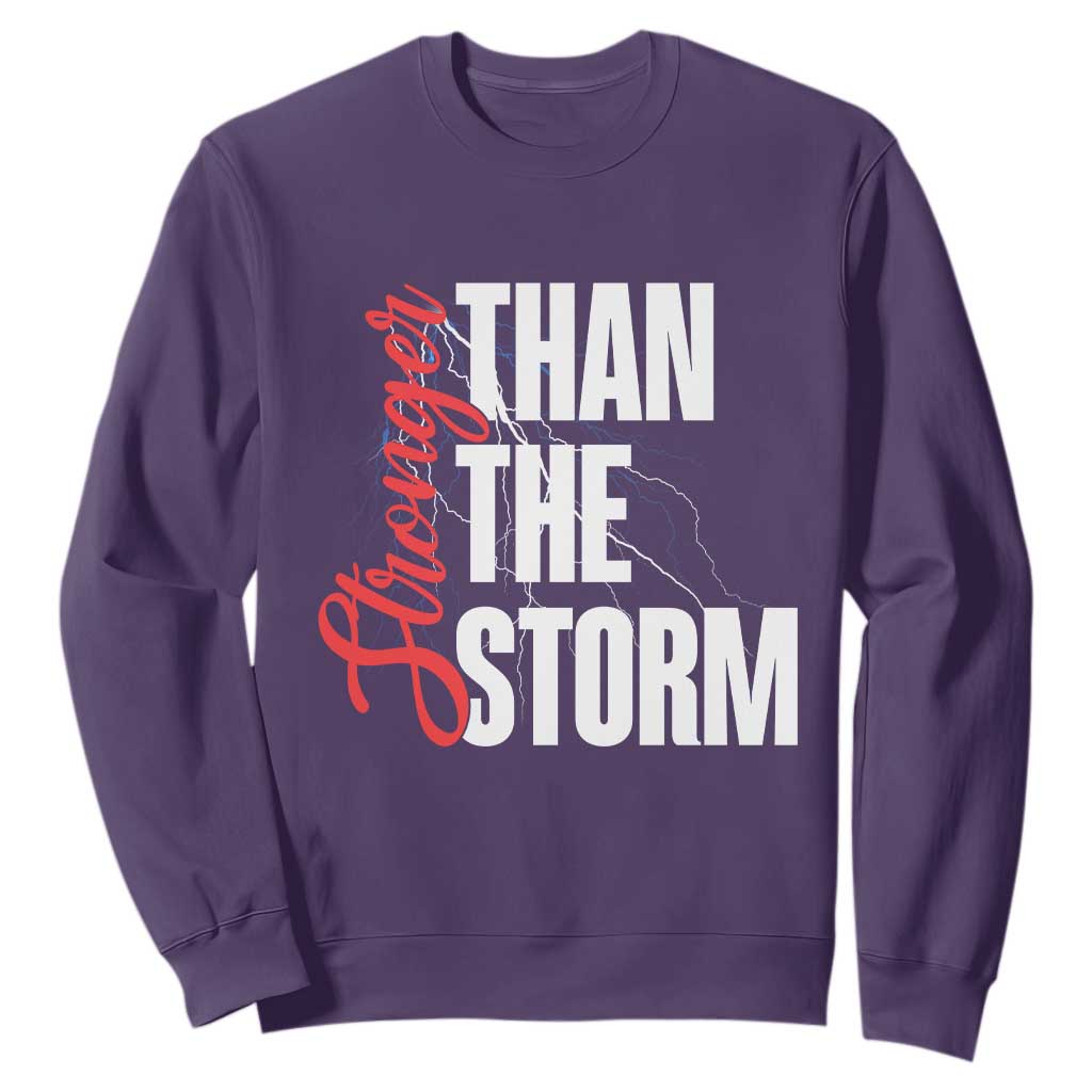 Stronger Than The Storm Sweatshirt Positive Mindset Motivation TS12 Purple Print Your Wear