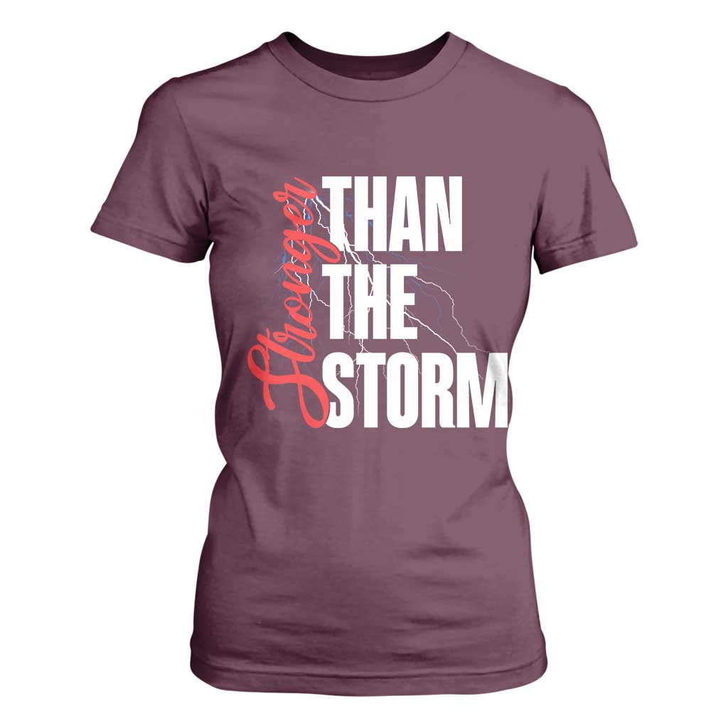 Stronger Than The Storm T Shirt For Women Positive Mindset Motivation TS12 Maroon Print Your Wear