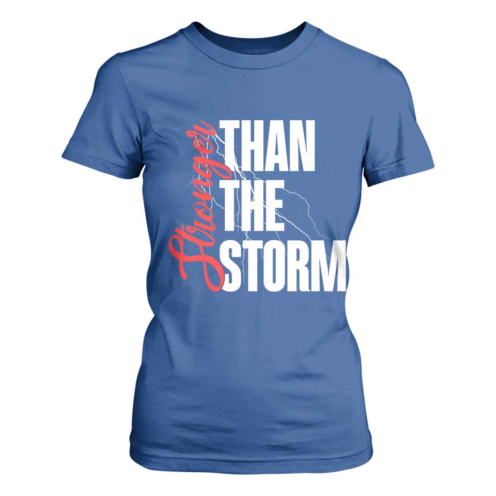 Stronger Than The Storm T Shirt For Women Positive Mindset Motivation TS12 Royal Blue Print Your Wear
