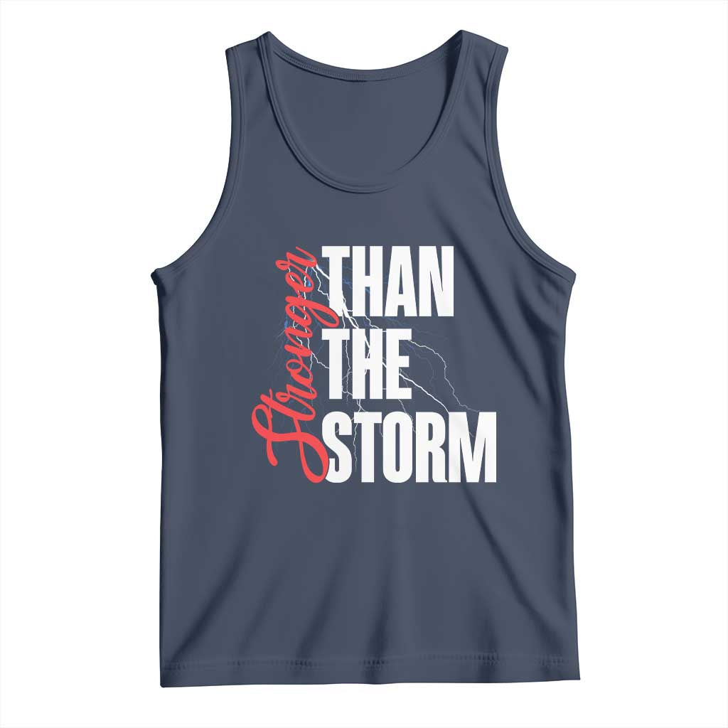 Stronger Than The Storm Tank Top Positive Mindset Motivation TS12 Navy Print Your Wear