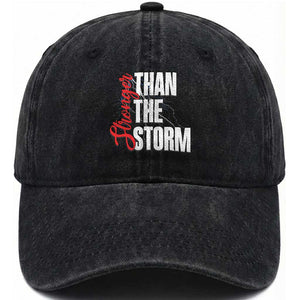 Stronger Than The Storm Washed Cotton Baseball Cap Positive Mindset Motivation TS12 Print Your Wear
