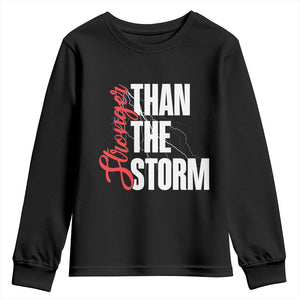 Stronger Than The Storm Youth Sweatshirt Positive Mindset Motivation TS12 Black Print Your Wear