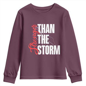 Stronger Than The Storm Youth Sweatshirt Positive Mindset Motivation TS12 Maroon Print Your Wear