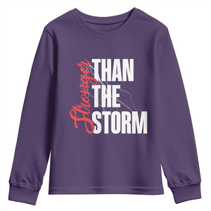Stronger Than The Storm Youth Sweatshirt Positive Mindset Motivation TS12 Purple Print Your Wear