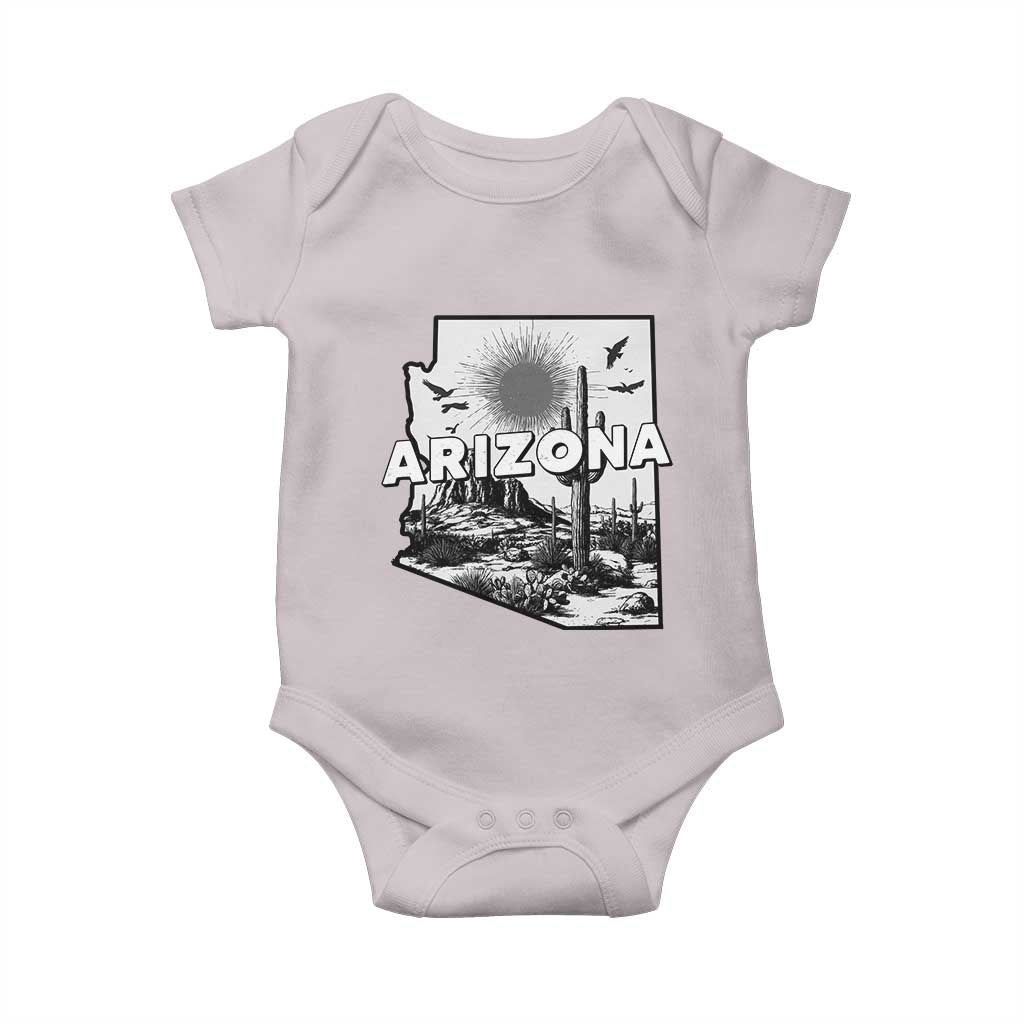 Arizona Cactus Vintage State Map Desert Gift Baby Onesie TS12 Ice Gray Print Your Wear