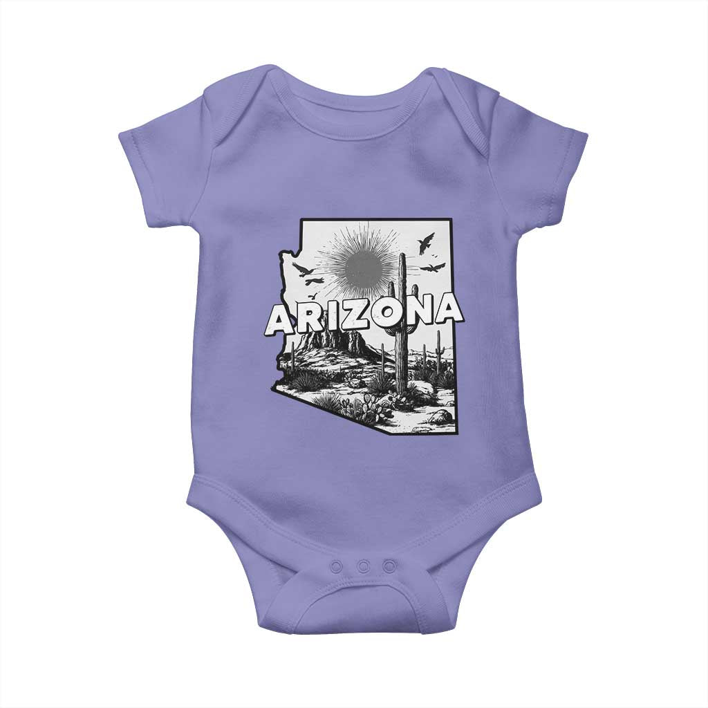 Arizona Cactus Vintage State Map Desert Gift Baby Onesie TS12 Violet Print Your Wear