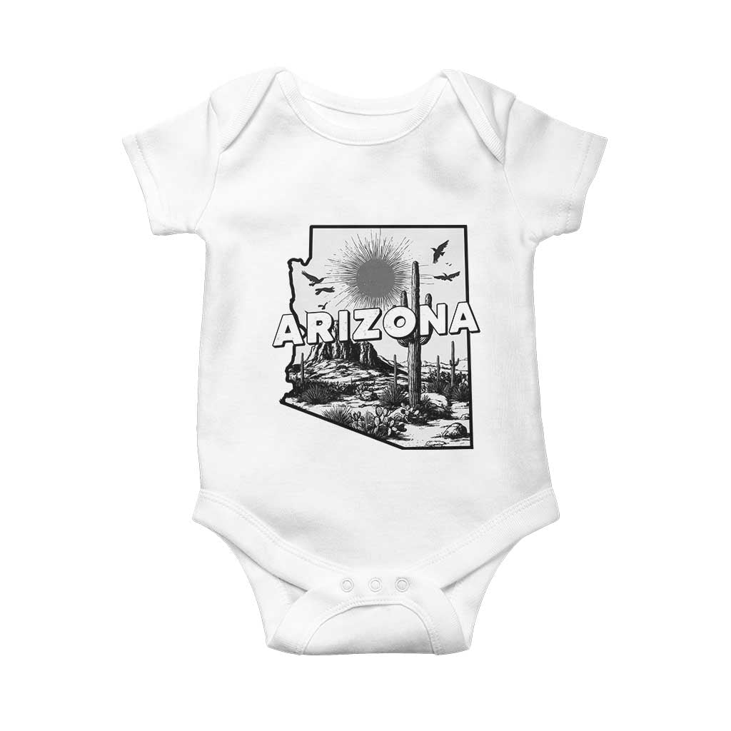 Arizona Cactus Vintage State Map Desert Gift Baby Onesie TS12 White Print Your Wear