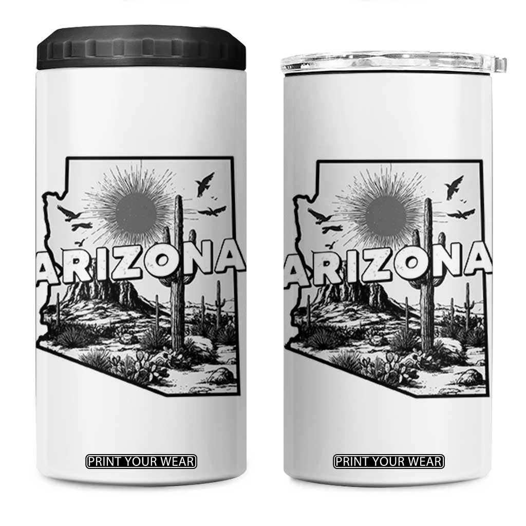Arizona Cactus Vintage State Map Desert Gift 4 in 1 Can Cooler Tumbler TS12 One Size: 16 oz White Print Your Wear