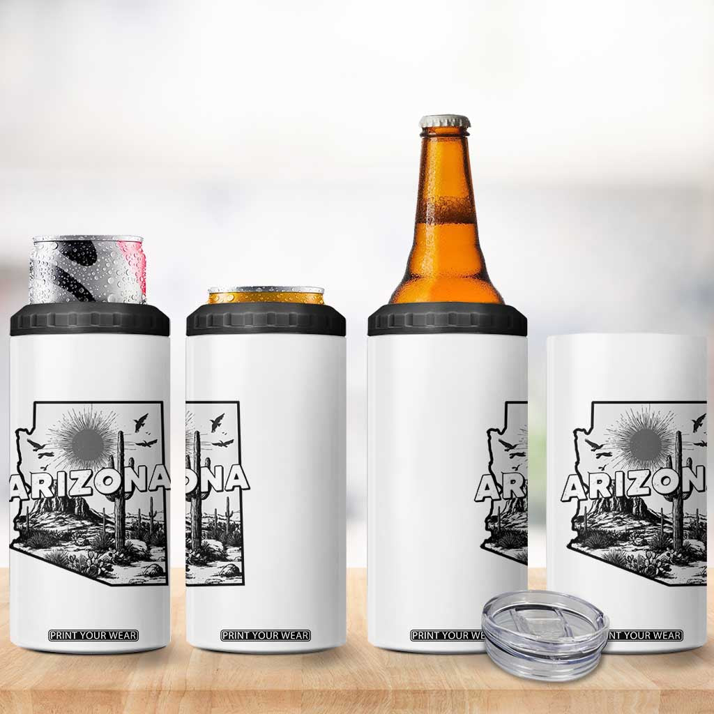 Arizona Cactus Vintage State Map Desert Gift 4 in 1 Can Cooler Tumbler TS12 Print Your Wear