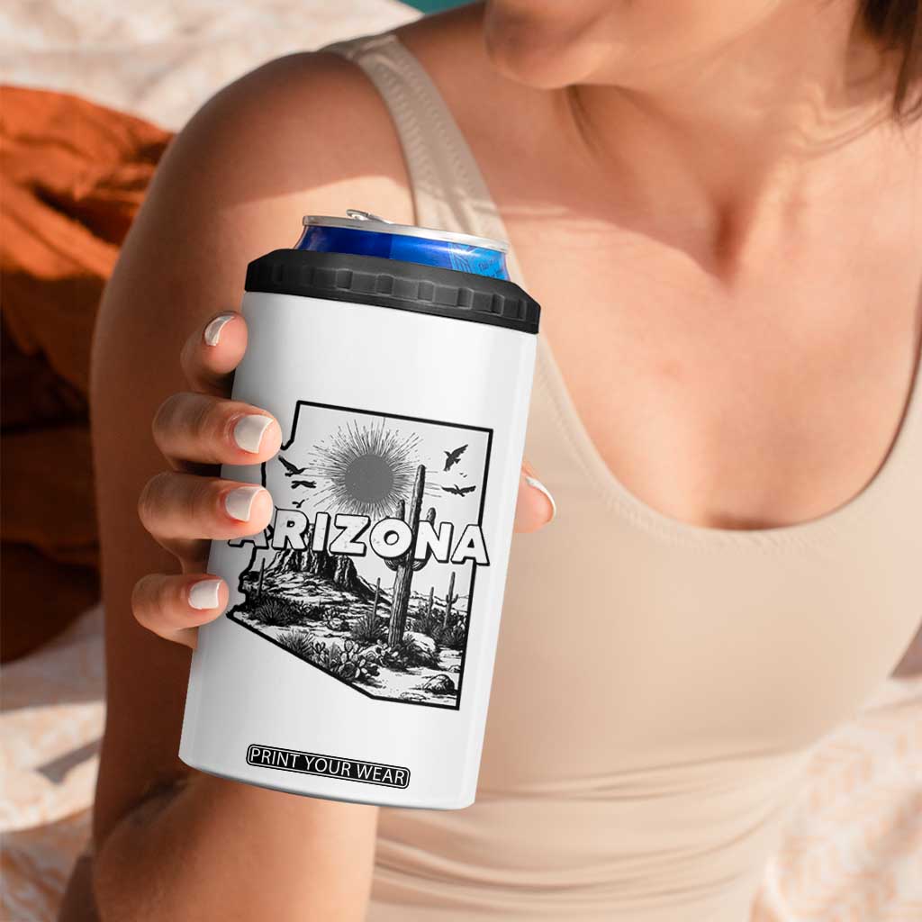 Arizona Cactus Vintage State Map Desert Gift 4 in 1 Can Cooler Tumbler TS12 Print Your Wear
