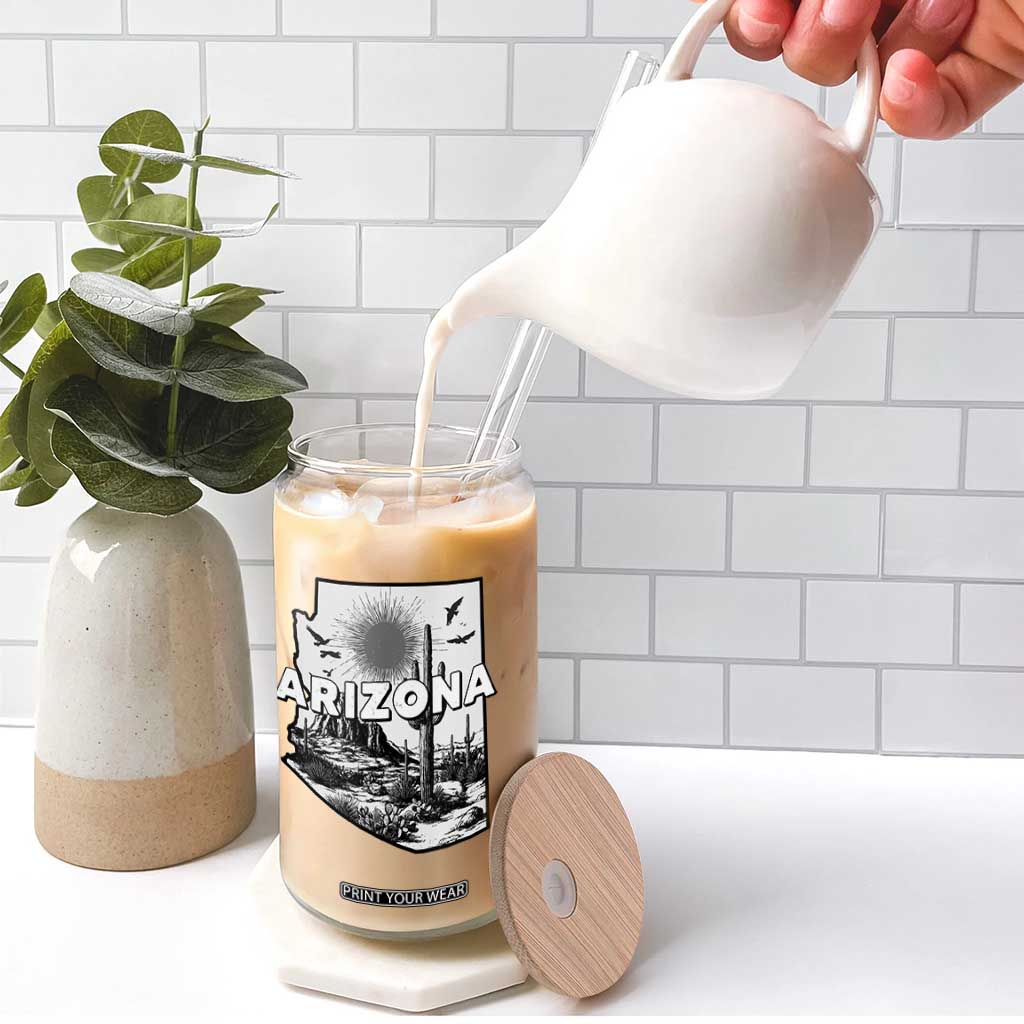 Arizona Cactus Vintage State Map Desert Gift Glass Can TS12 Print Your Wear