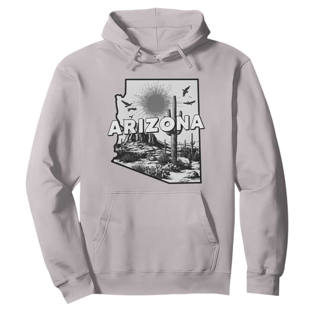 Arizona Cactus Vintage State Map Desert Gift Hoodie TS12 Ice Gray Print Your Wear