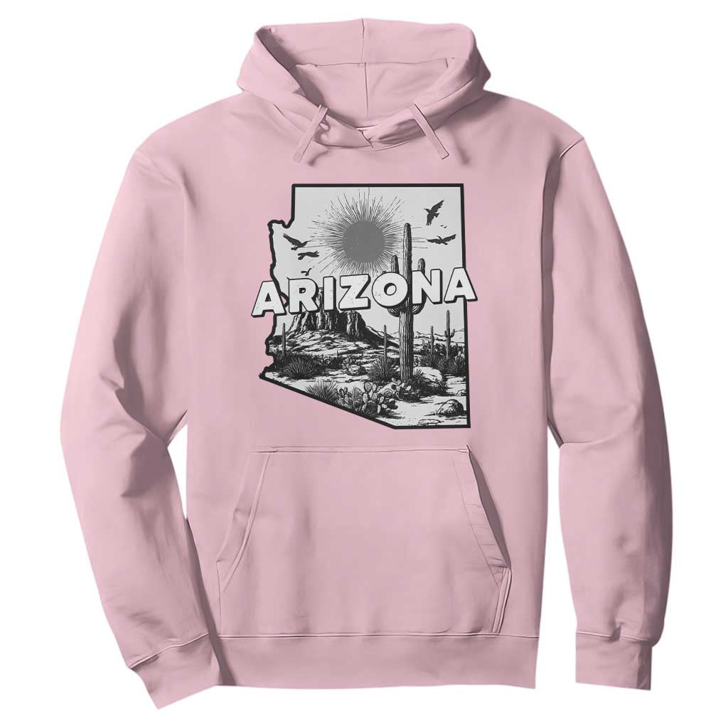 Arizona Cactus Vintage State Map Desert Gift Hoodie TS12 Light Pink Print Your Wear
