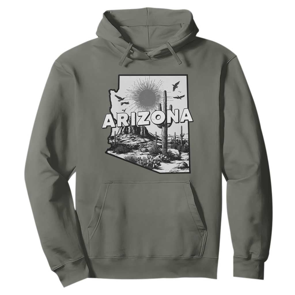 Arizona Cactus Vintage State Map Desert Gift Hoodie TS12 Military Green Print Your Wear