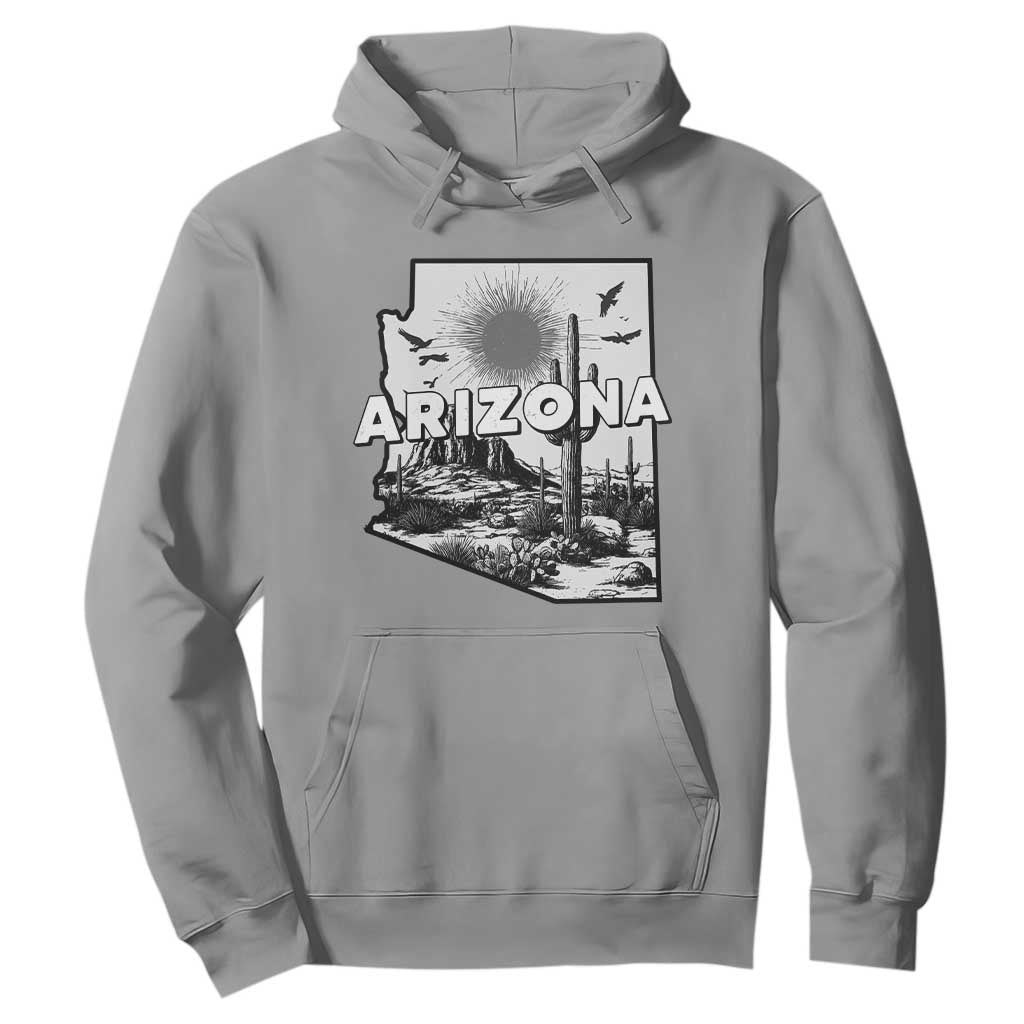 Arizona Cactus Vintage State Map Desert Gift Hoodie TS12 Sport Gray Print Your Wear