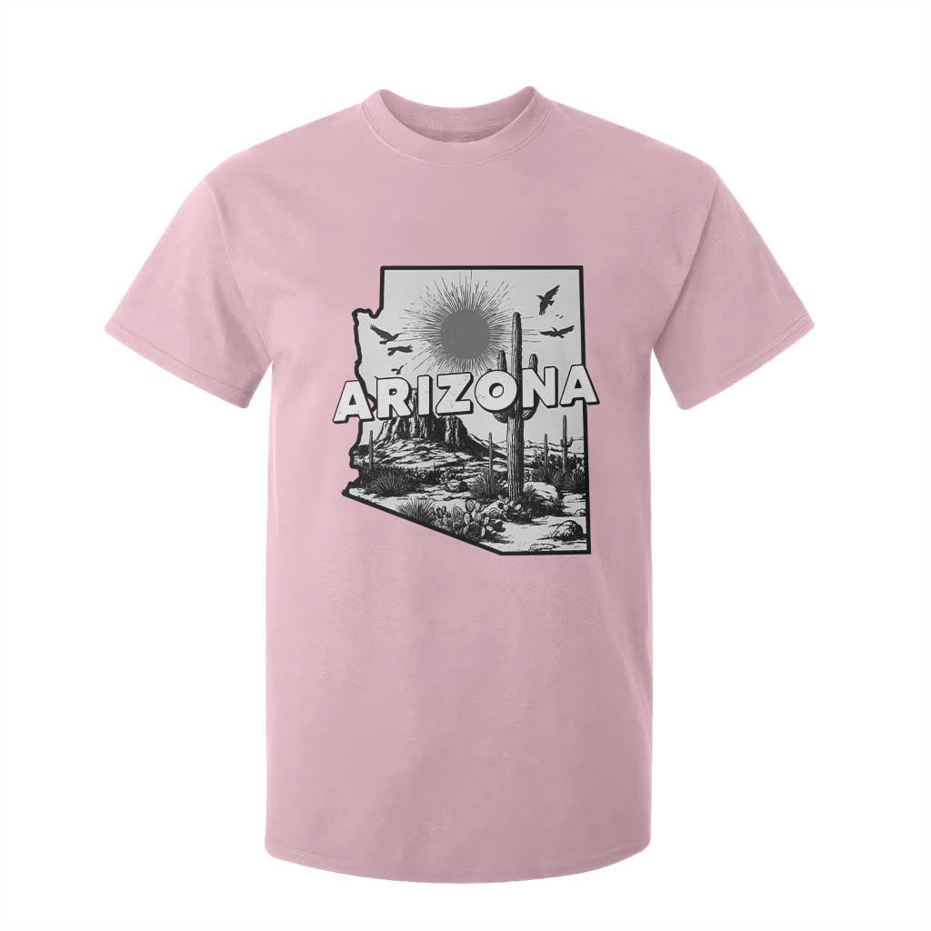 Arizona Cactus Vintage State Map Desert Gift T Shirt For Kid TS12 Light Pink Print Your Wear