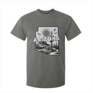 Arizona Cactus Vintage State Map Desert Gift T Shirt For Kid TS12 Military Green Print Your Wear