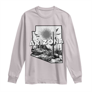 Arizona Cactus Vintage State Map Desert Gift Long Sleeve Shirt TS12 Ice Gray Print Your Wear
