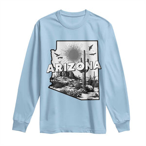Arizona Cactus Vintage State Map Desert Gift Long Sleeve Shirt TS12 Light Blue Print Your Wear