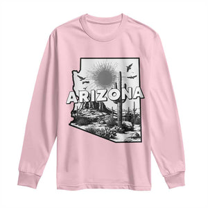 Arizona Cactus Vintage State Map Desert Gift Long Sleeve Shirt TS12 Light Pink Print Your Wear