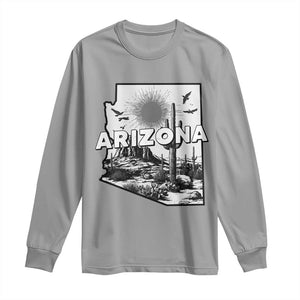 Arizona Cactus Vintage State Map Desert Gift Long Sleeve Shirt TS12 Sport Gray Print Your Wear