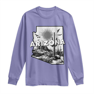 Arizona Cactus Vintage State Map Desert Gift Long Sleeve Shirt TS12 Violet Print Your Wear