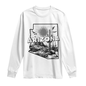 Arizona Cactus Vintage State Map Desert Gift Long Sleeve Shirt TS12 White Print Your Wear