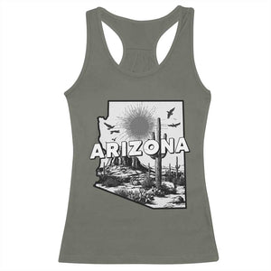 Arizona Cactus Vintage State Map Desert Gift Racerback Tank Top TS12 Military Green Print Your Wear