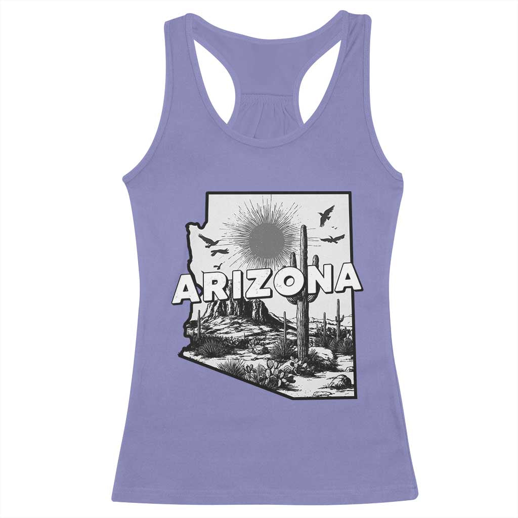 Arizona Cactus Vintage State Map Desert Gift Racerback Tank Top TS12 Violet Print Your Wear