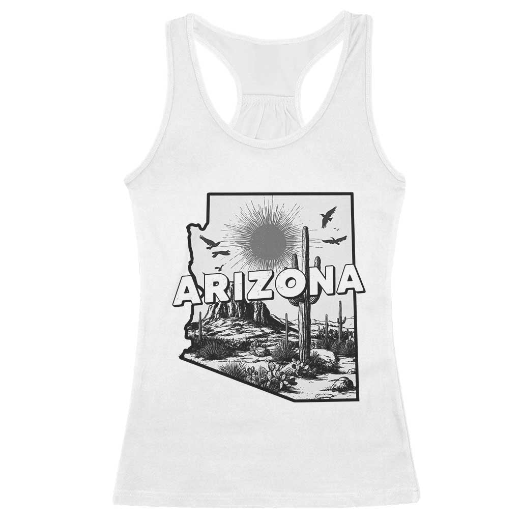 Arizona Cactus Vintage State Map Desert Gift Racerback Tank Top - Print Your Wear