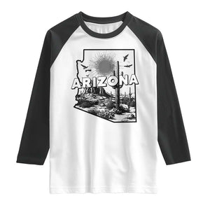 Arizona Cactus Vintage State Map Desert Gift Raglan Shirt TS12 White Black Print Your Wear