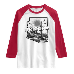 Arizona Cactus Vintage State Map Desert Gift Raglan Shirt TS12 White Red Print Your Wear