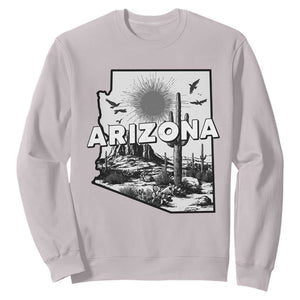 Arizona Cactus Vintage State Map Desert Gift Sweatshirt TS12 Ice Gray Print Your Wear
