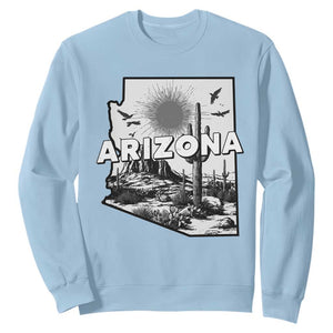 Arizona Cactus Vintage State Map Desert Gift Sweatshirt TS12 Light Blue Print Your Wear