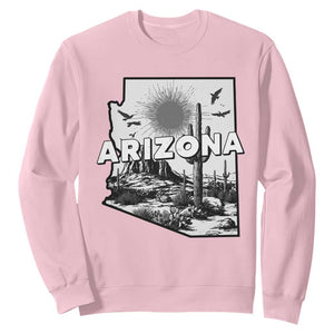 Arizona Cactus Vintage State Map Desert Gift Sweatshirt TS12 Light Pink Print Your Wear
