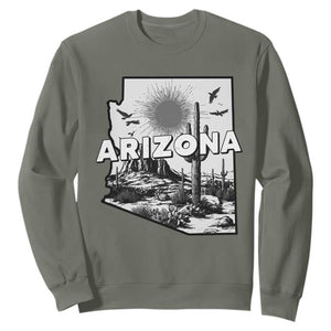 Arizona Cactus Vintage State Map Desert Gift Sweatshirt TS12 Military Green Print Your Wear