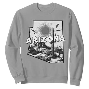 Arizona Cactus Vintage State Map Desert Gift Sweatshirt TS12 Sport Gray Print Your Wear