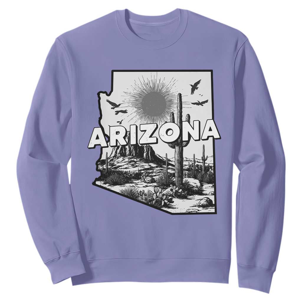 Arizona Cactus Vintage State Map Desert Gift Sweatshirt TS12 Violet Print Your Wear