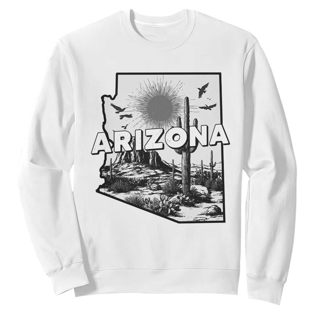 Arizona Cactus Vintage State Map Desert Gift Sweatshirt TS12 White Print Your Wear