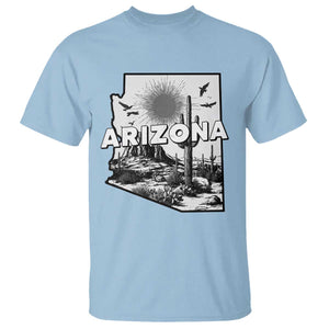 Arizona Cactus Vintage State Map Desert Gift T Shirt TS12 Light Blue Print Your Wear