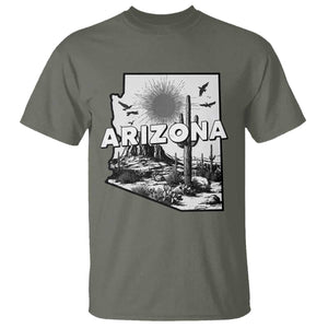 Arizona Cactus Vintage State Map Desert Gift T Shirt TS12 Military Green Print Your Wear