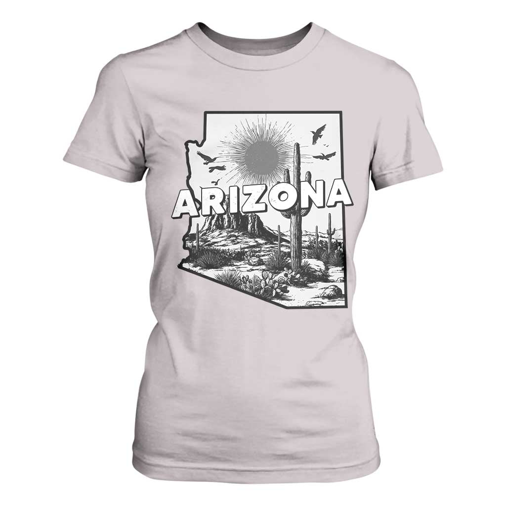 Arizona Cactus Vintage State Map Desert Gift T Shirt For Women TS12 Ice Gray Print Your Wear